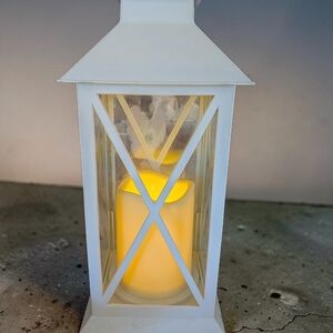 Elegant White Lantern with LED Candle